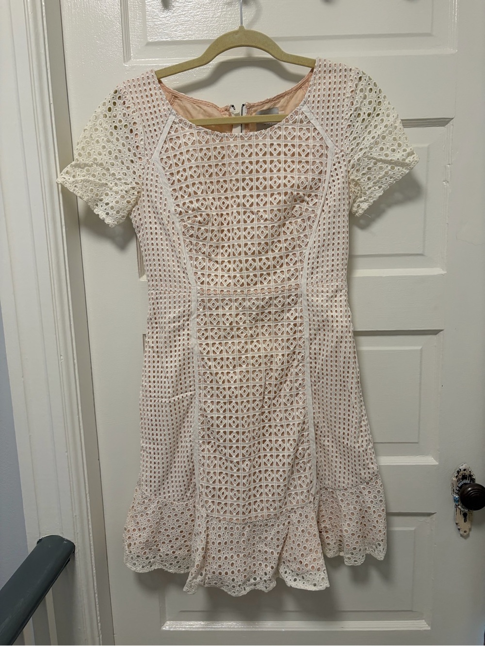 Cream & Blush Eyelet Dress - Elegant Summer Style